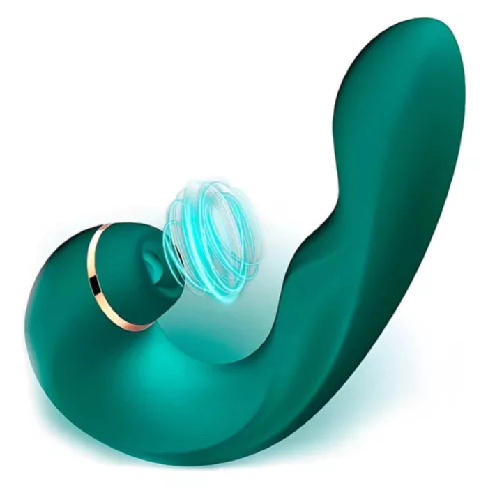 Vibrador Duplo Vibra e Suga 10 velocidades de vibração com Sugador de Clitóris Silicone Aveludado